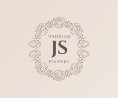 js initialen brief hochzeitsmonogramm logos sammlung, handgezeichnete moderne minimalistische und florale vorlagen für einladungskarten, save the date, elegante identität für restaurant, boutique, café im vektor