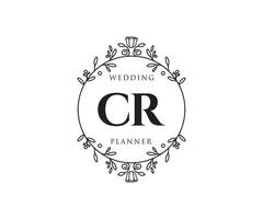 cr initials brief hochzeitsmonogramm logos sammlung, handgezeichnete moderne minimalistische und florale vorlagen für einladungskarten, save the date, elegante identität für restaurant, boutique, café im vektor