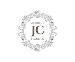 jc initialen brief hochzeitsmonogramm logos sammlung, handgezeichnete moderne minimalistische und florale vorlagen für einladungskarten, save the date, elegante identität für restaurant, boutique, café im vektor