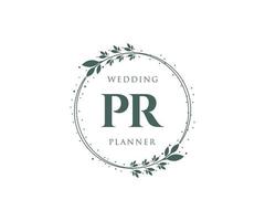 pr initialen brief hochzeit monogramm logos sammlung, handgezeichnete moderne minimalistische und florale vorlagen für einladungskarten, save the date, elegante identität für restaurant, boutique, café im vektor