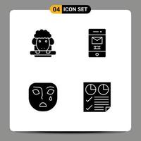 uppsättning av 4 modern ui ikoner symboler tecken för påsk ansikte vår meddelande ledsen redigerbar vektor design element