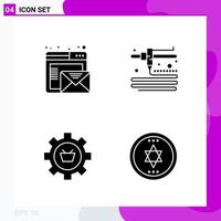 Solid Icon Set Packung mit 4 Glyphen-Icons isoliert auf weißem Hintergrund für Web-Print und mobile kreative schwarze Icon-Vektor-Hintergrund vektor