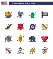Packung mit 16 kreativen Usa-Unabhängigkeitstag-bezogenen flachen gefüllten Linien von Usa-Gittern-Blume Usa-Staaten editierbare Usa-Tag-Vektordesign-Elemente vektor
