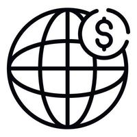 global dollar pengar ikon, översikt stil vektor