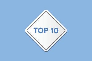 Top 10 Textschaltfläche. Top-10-Zeichen-Symbol-Aufkleber-Web-Schaltflächen vektor