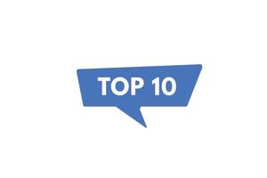 Top 10 Textschaltfläche. Top-10-Zeichen-Symbol-Aufkleber-Web-Schaltflächen vektor