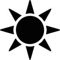 Sonnensymbol auf weißem Hintergrund, Illustration des Sonnensymbolsymbols in Schwarz auf weißem Hintergrund vektor