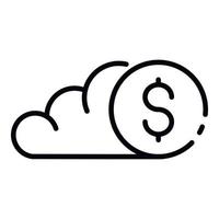 Cloud-Geld-Symbol, Umrissstil vektor