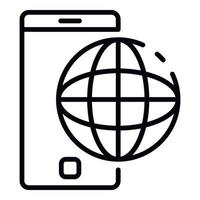 Smartphone und Globus-Symbol, Umrissstil vektor
