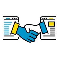 Handshake-Symbol für Webpartner, Umrissstil vektor