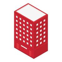 Rotes Stadtgebäude-Symbol, isometrischer Stil vektor