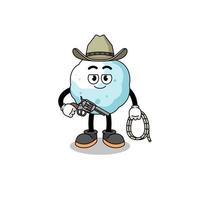 karaktär maskot av snöboll som en cowboy vektor