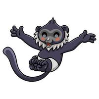 niedliches Delacours Langur-Cartoon-Springen vektor