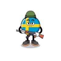 tecknad serie av Sverige flagga soldat vektor