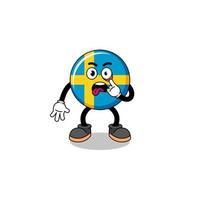 karaktär illustration av Sverige flagga med tunga fastnar ut vektor