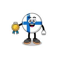 finland tecknad serie illustration med tillfredsställelse garanterat medalj vektor