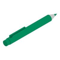 grön penna ikon, isometrisk stil vektor