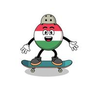 Maskottchen der ungarischen Flagge, das ein Skateboard spielt vektor