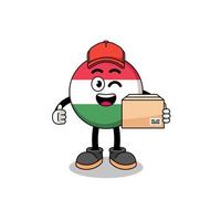 Maskottchen-Karikatur der ungarischen Flagge als Kurier vektor
