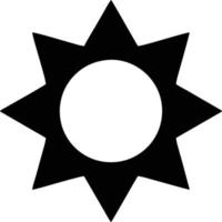 Sonnensymbol auf weißem Hintergrund, Illustration des Sonnensymbolsymbols in Schwarz auf weißem Hintergrund vektor