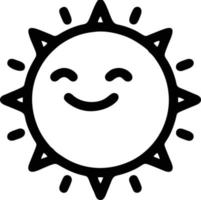 Sonnensymbol auf weißem Hintergrund, Illustration des Sonnensymbolsymbols in Schwarz auf weißem Hintergrund vektor