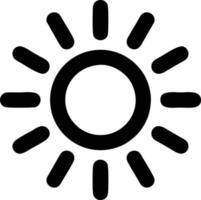 Sonnensymbol auf weißem Hintergrund, Illustration des Sonnensymbolsymbols in Schwarz auf weißem Hintergrund vektor