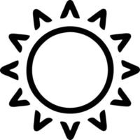 Sonnensymbol auf weißem Hintergrund, Illustration des Sonnensymbolsymbols in Schwarz auf weißem Hintergrund vektor