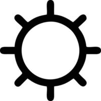 Sonnensymbol auf weißem Hintergrund, Illustration des Sonnensymbolsymbols in Schwarz auf weißem Hintergrund vektor