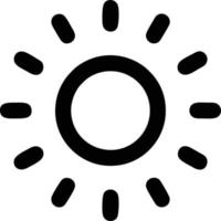 Sonnensymbol auf weißem Hintergrund, Illustration des Sonnensymbolsymbols in Schwarz auf weißem Hintergrund vektor