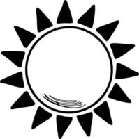 Sonnensymbol auf weißem Hintergrund, Illustration des Sonnensymbolsymbols in Schwarz auf weißem Hintergrund vektor