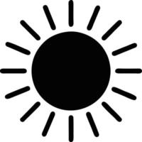 Sonnensymbol auf weißem Hintergrund, Illustration des Sonnensymbolsymbols in Schwarz auf weißem Hintergrund vektor