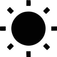 Sonnensymbol auf weißem Hintergrund, Illustration des Sonnensymbolsymbols in Schwarz auf weißem Hintergrund vektor