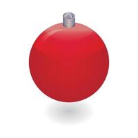 röd xmas boll träd ikon, isometrisk stil vektor