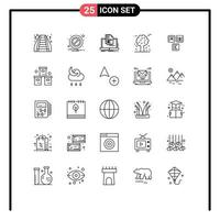Linienpackung mit 25 universellen Symbolen von ABC-Kiefern Laptop Kanada alpine editierbare Vektordesign-Elemente vektor