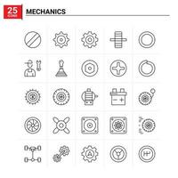 25 Mechanik-Icon-Set Vektor-Hintergrund vektor