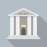 Bankgebäude-Ikone, flacher Stil vektor