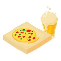 Pizza-Zeit-Symbol, isometrischer Stil vektor