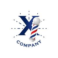 anfängliches x barbershop-logo vektor