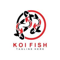 Koi-Fisch-Logo-Design, chinesischer Glücks- und Triumph-Zierfischvektor, Firmenmarke Goldfisch-Symbol vektor