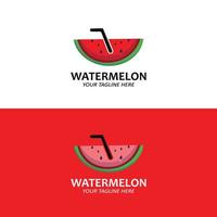 wassermelonendesign, frisches obstlogo, wassermelonenplantagenvektor vektor