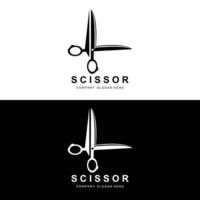 Scheren-Logo-Design, Vektorillustration-Schneidwerkzeug-Symbol-Aufkleber-Banner und Friseur-Firmenmarke vektor