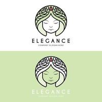skönhet kvinna logotyp design, hårvård salong vektor illustration