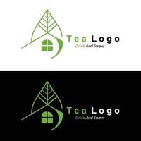 Tee-Logo-Design, Vektor-Getränke-Symbol aus grünen Blättern, für die Gesundheit vektor