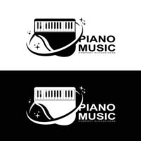 klavierlogo, musikinstrumentenvektor, design für musikgeschäft, klaviermusikunterricht vektor