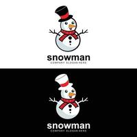 Schneemannlogo, Schneemannwintervektor und Weihnachtswinter und neues Jahr vektor