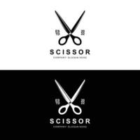 Scheren-Logo-Design, Vektorillustration-Schneidwerkzeug-Symbol-Aufkleber-Banner und Friseur-Firmenmarke vektor