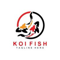 koi fisk logotyp design, kinesisk tur- och triumf dekorativ fisk vektor, företag varumärke guld fisk ikon vektor