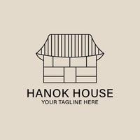 hanok house lineares vektorlogo-illustrationsdesign, traditionelles koreanisches architekturlogokonzept vektor