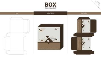 box förpackning och mockup stansad mall vektor