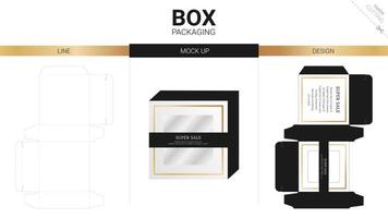 box förpackning och mockup stansad mall vektor